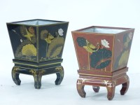 Lot 681 - Two lacquered jardinières or waste bins