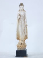 Lot 403 - A tall alabaster Buddha