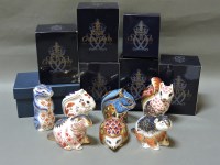 Lot 155 - Seven various Royal Crown Derby porcelain paperweights