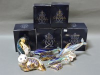 Lot 169 - Five various Royal Crown Derby porcelain paperweights