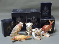 Lot 173 - Five various Royal Crown Derby porcelain paperweights