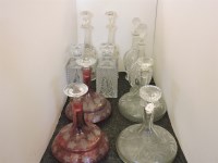 Lot 227 - Five pairs of glass decanters