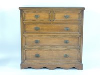 Lot 471 - A late 19th century French walnut chest of two short and three long drawers