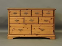 Lot 465 - A pine bank of nine drawers