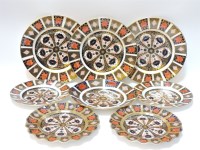 Lot 134 - Three Royal Crown Derby Imari pattern porcelain plates