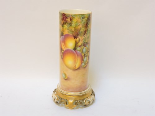 Lot 168 - A Royal Worcester porcelain cylindrical spill vase