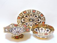 Lot 186 - A Royal Crown Derby Imari decorated porcelain tazza