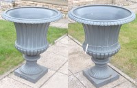 Lot 545 - A pair of large grey painted cast iron campagna urns