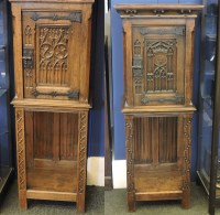 Lot 514 - A pair of 19th/20th century French Gothic Revival oak cupboards