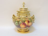Lot 154 - A large Royal Worcester porcelain urn and cover