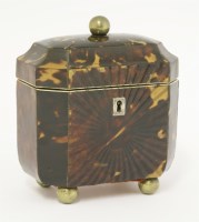 Lot 51 - A George III tortoiseshell single compartment tea caddy