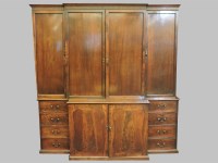 Lot 433 - A Georgian mahogany breakfront bookcase