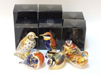 Lot 136 - Six boxed Royal Crown Derby bird paperweights