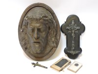 Lot 303 - A cast crucifix devotional wall stoop