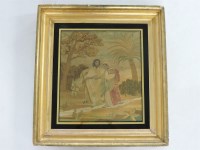 Lot 375 - A 19th century silk work of a religious scene