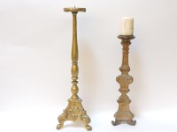 Lot 293 - Two 18th century pricket candlesticks