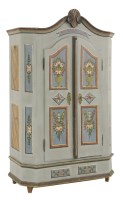 Lot 544 - A Swiss pine cupboard with all-over painted decoration