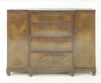 Lot 482 - A George III yew wood and mahogany crossbanded breakfront cabinet