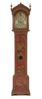 Lot 319 - A George III red chinoiserie decorated longcase clock