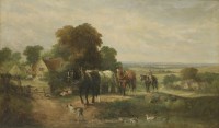 Lot 263 - Attributed to Edwin L Meadows (1854-1872)
PLOUGH HORSES GOING HOME
Bears signature 'J F Herring' and date l.l.