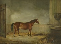 Lot 275 - Circle of Albert Clark (19th century)
A BAY HUNTER IN A STABLE
Oil on board
16 x 21cm