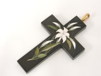 Lot 41 - A large Victorian pietra dura pendant cross