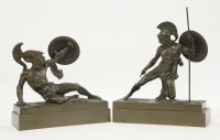 Lot 111 - A pair of bronze figures of Grecian warriors