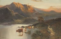 Lot 271 - Gustave de Breanski (1856-1898)
HIGHLAND CATTLE WATERING BY DAY AND AT SUNSET
A pair