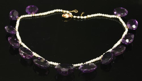 Lot 42 - A Victorian amethyst and seed pearl necklace