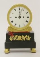 Lot 340 - An English gilt bronze and black marble mantel clock