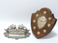 Lot 213 - A Victorian silver plated double inkwell