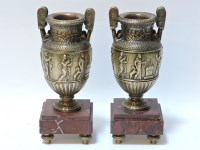 Lot 146 - A pair of late 19th century gilt bronze urns