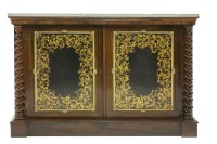 Lot 458 - A 19th century rosewood and marble top side cabinet