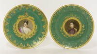 Lot 243 - Two late 19th century Sèvres style porcelain dinner plates