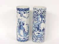 Lot 181 - A pair of late 19th century blue and white sleeve vases