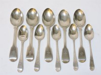 Lot 71 - A set of five Victorian silver fiddle pattern teaspoons