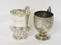 Lot 122 - Two silver christening mugs