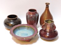 Lot 321 - Five Chinese and other 'oxblood' vases and bowl