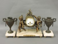 Lot 357 - A 19th century French gilt spelter clock garniture