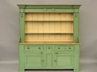 Lot 456 - A pine and green painted dresser