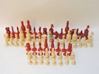 Lot 70 - Two bone and stained turned chess sets