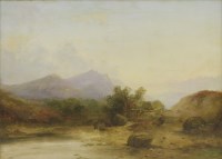 Lot 422 - Circle of Joseph Horlor (1809-1887)
FIGURES BY A POOL IN A MOUNTAINOUS LANDSCAPE
Oil on canvas
56 x 76cm