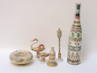 Lot 181 - Six coloured sand filled glass items