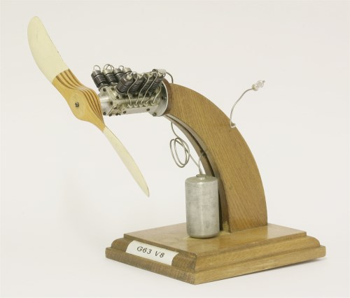 Lot 157 - A Stefan Gasparin precision made miniature Co2 powered milled aluminium V8 aero engine