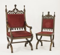 Lot 391 - Two French walnut Gothic Revival chairs