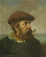 Lot 401 - Attributed to David W Haddon (fl.1884-1914)
A FISHERMAN SMOKING A PIPE;
A MAN WITH A GLASS OF BEER
Two