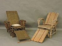 Lot 582 - Two early 20th century rattan lounger chairs