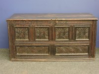 Lot 586 - A large late 17th/ early 18th century oak coffer