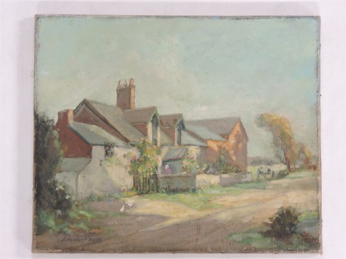 Lot 408 - James Herbert Snell (1861-1935)
COUNTRY LANE WITH COTTAGE