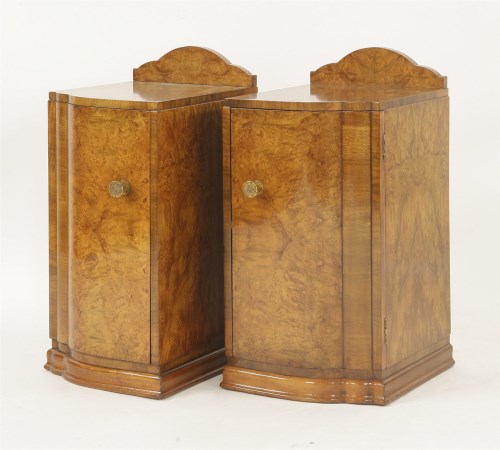 Lot 128 - A pair of Art Deco walnut pot cupboards